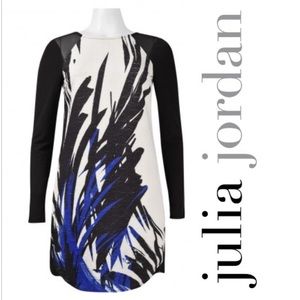 Julia Jordan Long Sleeve Dress Black, Blue & White Size 6